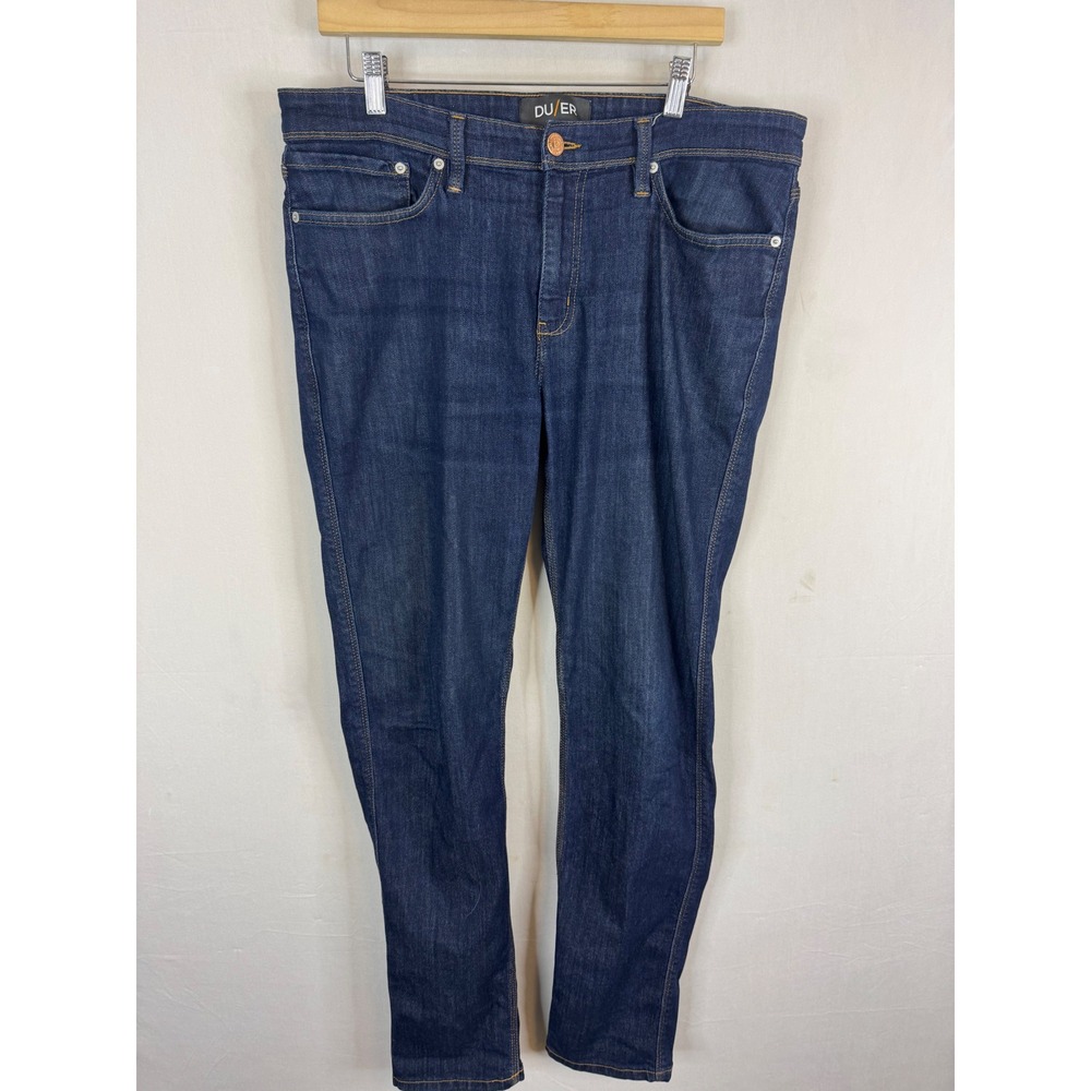 DU/ER L2X Performance Denim Slim Fit Jeans Dark‎ Wash Indigo 36x34 COOLMAX